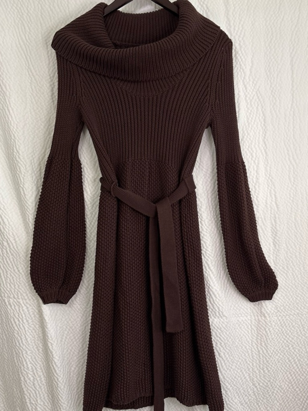 Moda International Chocolate Brown Cowl Neck Knit Dress